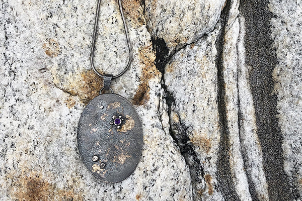 'Gold Dust' Pendant Necklace with Amethyst - Image 4