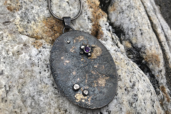 'Gold Dust' Pendant Necklace with Amethyst - Image 5